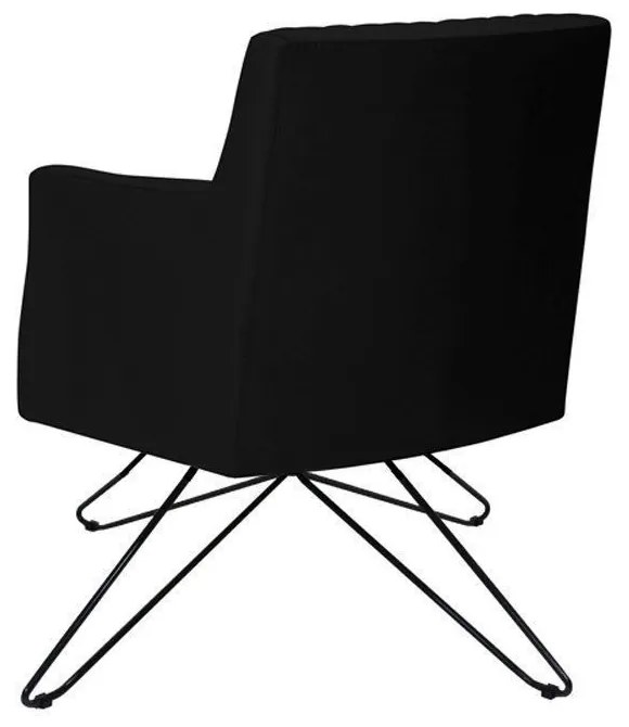 Poltrona Decorativa Nagoya Base Orby PU Sintético Preto G15 - Gran Belo