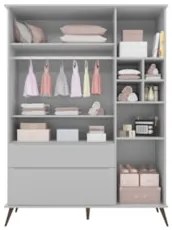 Guarda Roupa Infantil 100% MDF 3 Portas Pés Retrô Mel Z39 Cinza - Mpoz