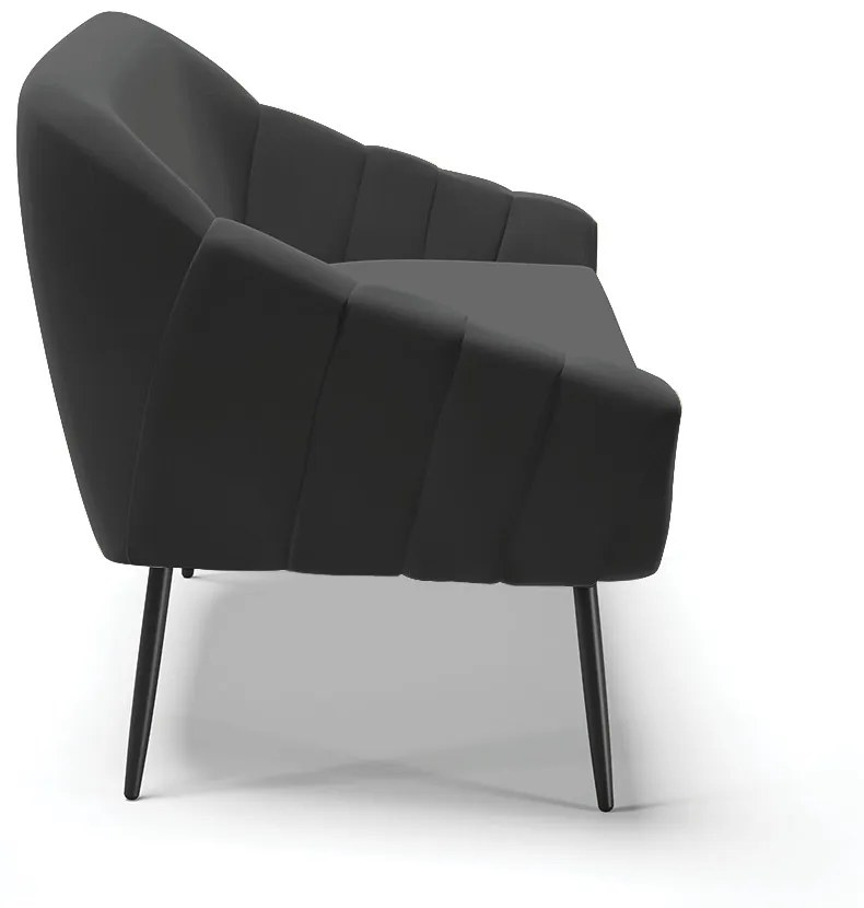 Namoradeira 02 Lugares Giovana Suede Pés Palito de Ferro - D'Rossi - Preto