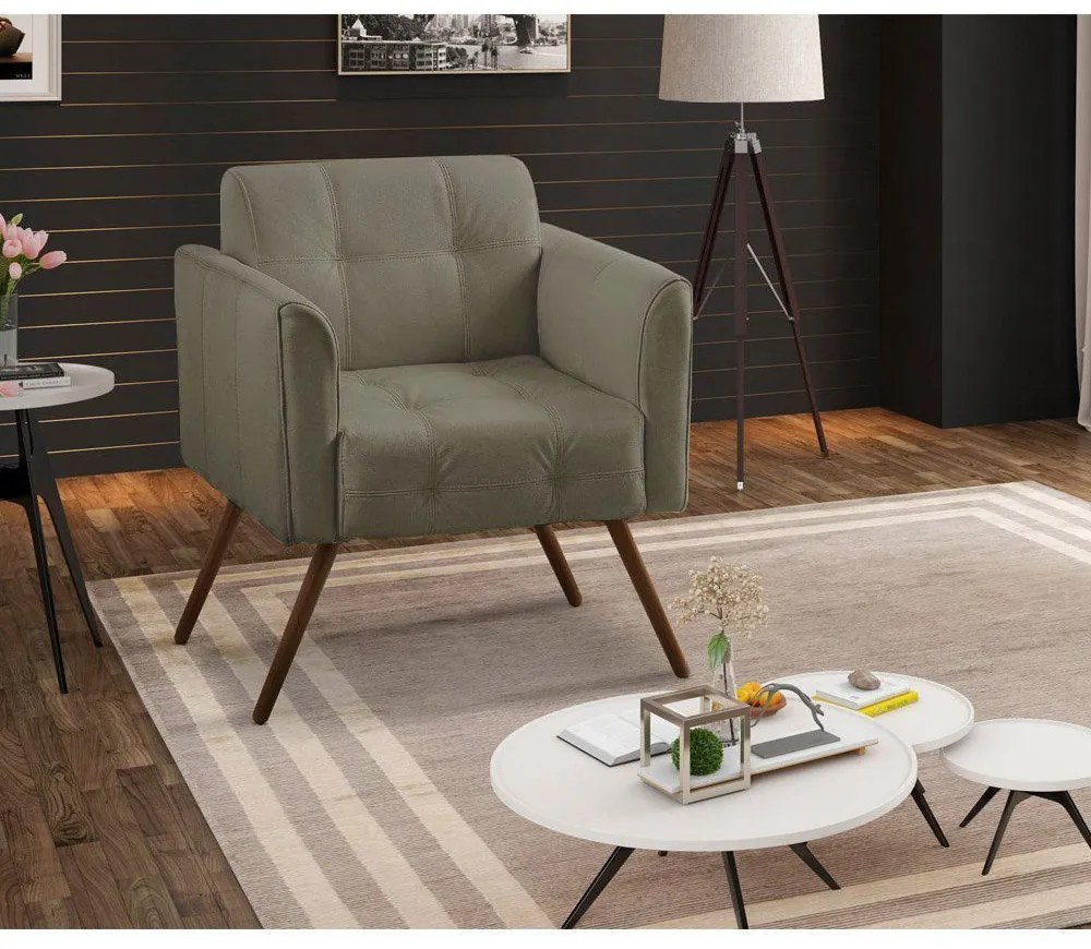Poltrona Decorativa Bia Couro Fendi G58 - Gran Belo