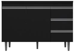 Balcão Gabinete Para Pia 120cm com Tampo 2 Portas Andréia Preto - AJL