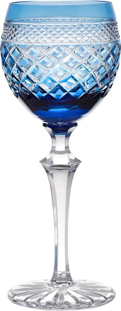 Taça de Cristal Lapidado P/ Vinho Tinto - Azul Claro  Azul Claro