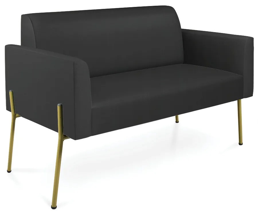 Sofá Namoradeira 2 Lugares Pé de Ferro Dourado Marisa Corino - Preto