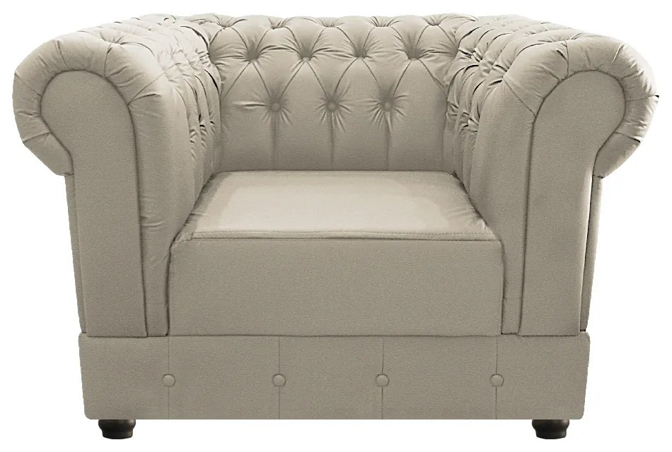 Poltrona Decorativa Chesterfield Ana Corano Bege- ADJ Decor