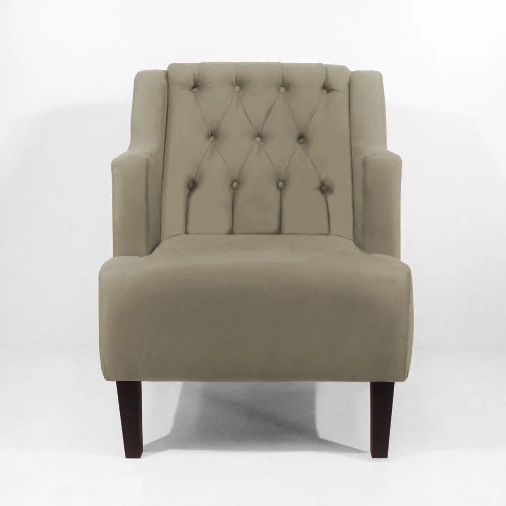 Poltrona Classic Suede Nude Pés Palito Sala, Quarto, Decoração