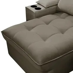 Sofá Retrátil 3 Lugares com Porta Copo 230cm Andes F05 Veludo Marrom -