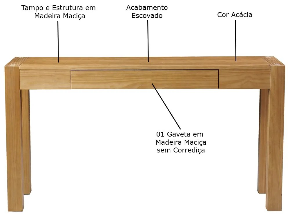 Aparador Sala de Estar 140cm com Gaveta Dumai Madeira Maciça Acácia G54 - Gran Belo