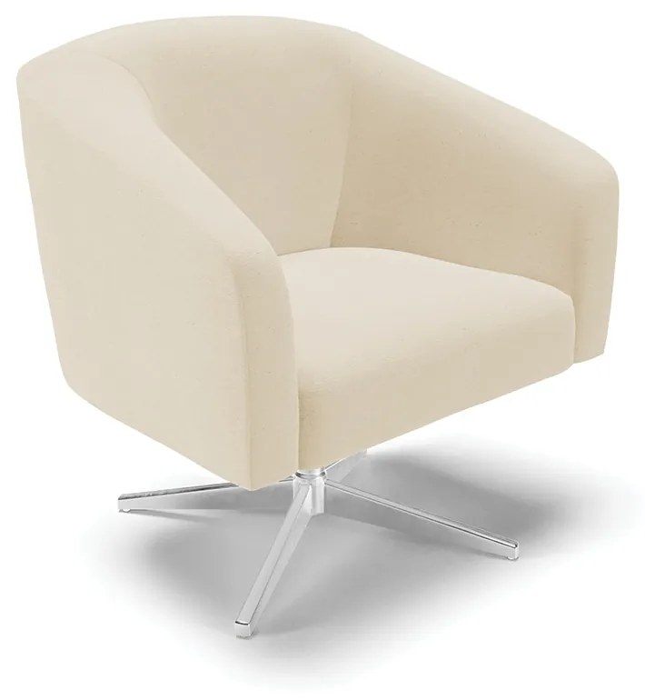 Poltrona Decorativa Giratória Cromada Kit 2 Stella Linho D03 - D'Rossi - A19 Bege
