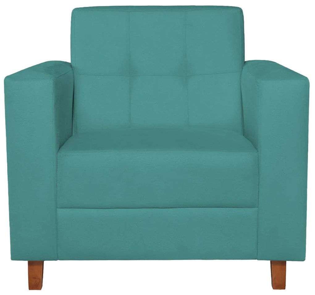 Poltrona Decorativa Denver Suede Azul Turquesa - ADJ Decor