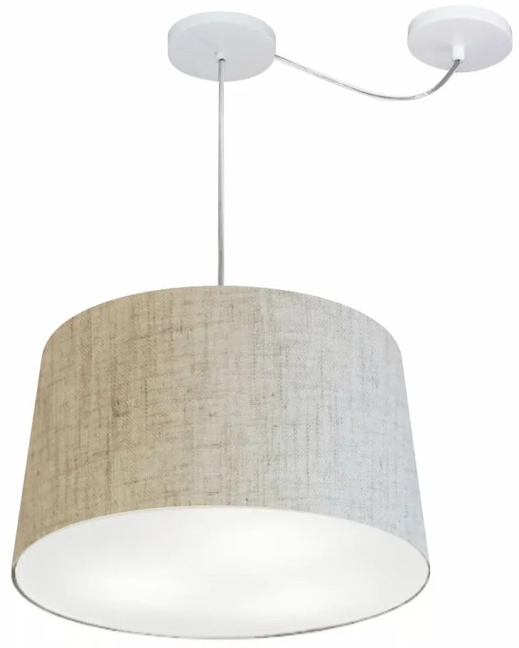 Lustre Pendente Cone Com Desvio Md-4277 Cúpula 30/40x45cm Rustico Bege - Bivolt