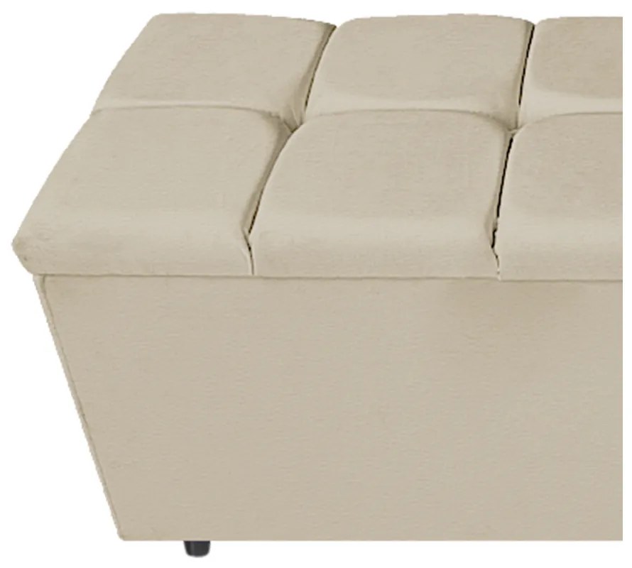 Calçadeira Estofada Manchester 160 cm Queen Size Corano Bege - ADJ Decor