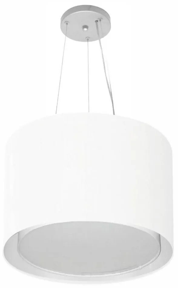 Lustre Pendente Cilíndrico Duplo Md-4304 Cúpula em Tecido 40x30cm Branco - Bivolt