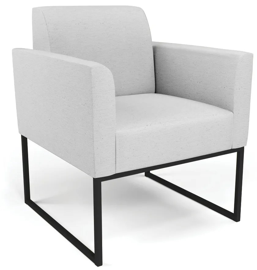 Poltrona Base Industrial Preto Marisa Linho Cinza A05
