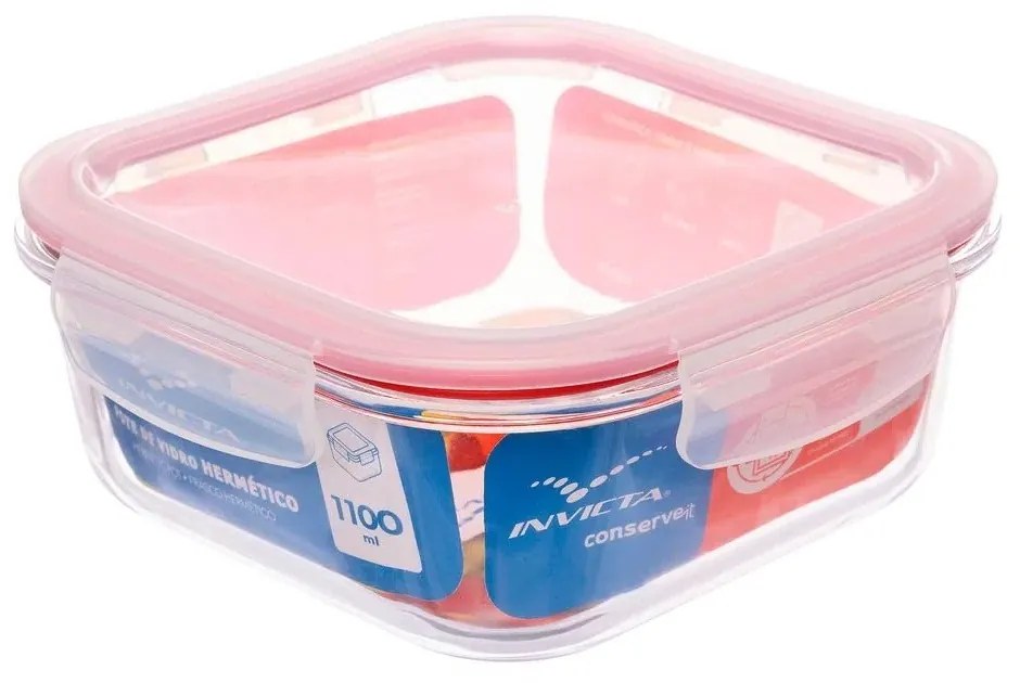 Pote Hermético de Vidro Quadrado 1,1 L