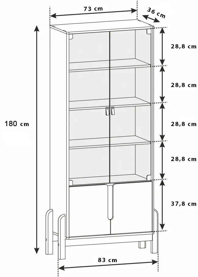 Cristaleira 02 Portas Lia 180cm Off White e Cedro C02 - D'Rossi