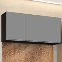 Armário de Cozinha Aéreo 120cm 3 Portas Virgínia Preto/Cinza - Lumil