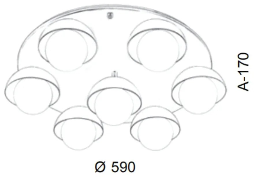 Plafon Cúpula Ø59X17Cm Metal E Globo Ø10Cm 07Xg9 |Old Artisan Plf-5522 (CHAMPANHE, FOSCO (BRANCO))