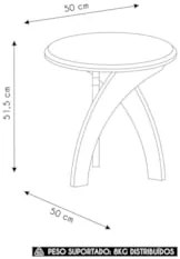 Mesa de Canto Lateral 50cm Para Sala Leeroy Off/Pinho A09 - Mpozenat