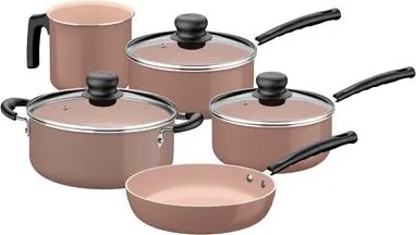 Jogo de Panelas Tramontina 5 Peças em Alumínio com Revestimento Interno Cerâmico Capuccino