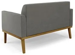 Sofá Namoradeira e 2 Poltronas Base Madeira Castanho Maressa Suede Gra