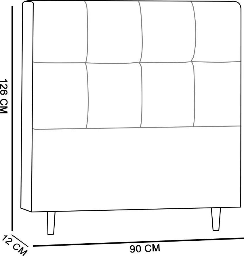 Cabeceira Roma para Cama Box Solteiro 90 cm Corino I02 - D'Rossi - Preto