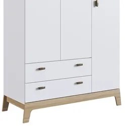 Guarda Roupa Infantil 108cm 3 Portas 2 Gavetas Favo de Mel 006 Branco