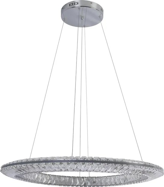 Pendente Led Cristal K9 E Metal Cromado 50W 3000K Glaces