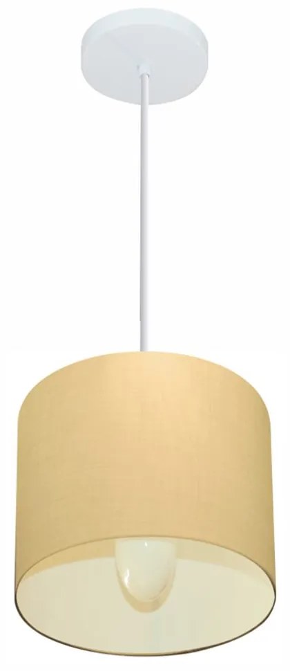 Lustre Pendente Cilíndrico Md-4046 Cúpula em Tecido 18x18cm Algodão Crú - Bivolt