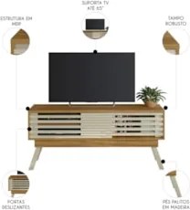 Rack Bancada de TV 65 Pol 150cm Keli Z10 Cumaru/Opala - Mpozenato