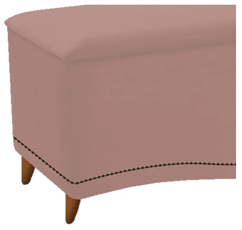 Calçadeira Estofada Yasmim 140 cm Casal Suede Rosê - ADJ Decor