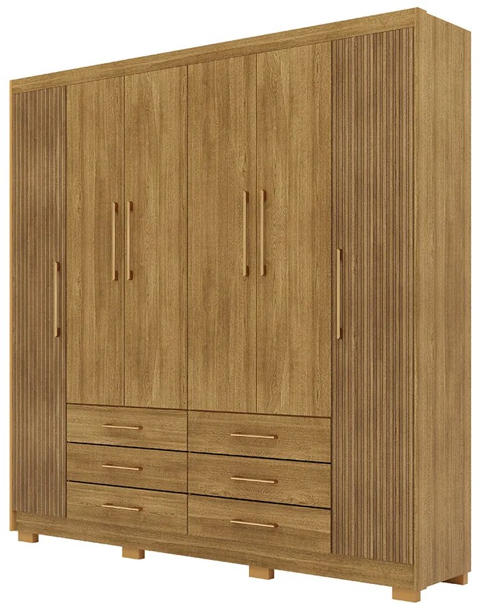 Guarda Roupa Dunas Casal 6 Portas de Bater 6 Gavetas MDF Nature G98 - Gran Belo