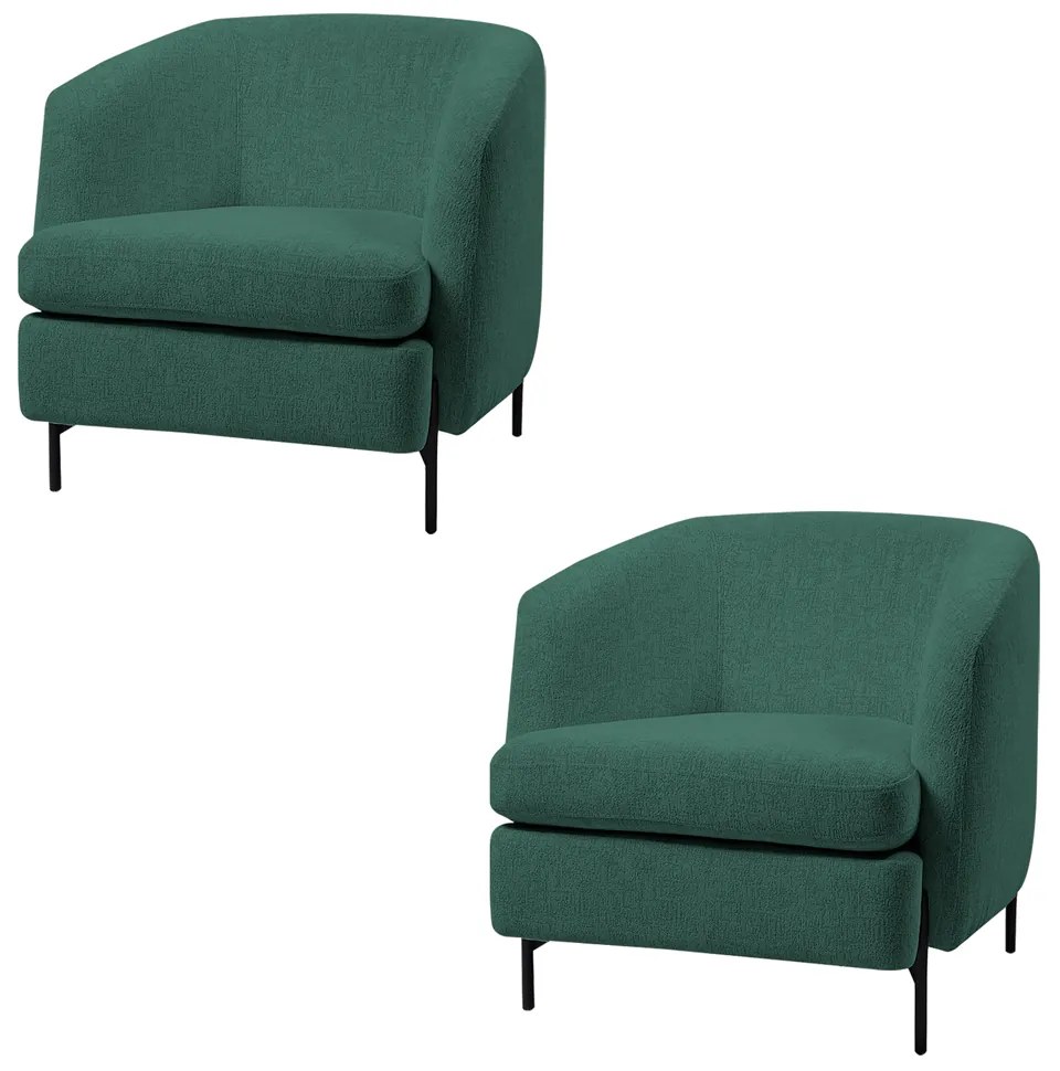 Kit 2 Poltronas Decorativas Sala de Estar Salem Pés Metálicos Bouclê Rústico Azul Aquamarine G92 - Gran Belo