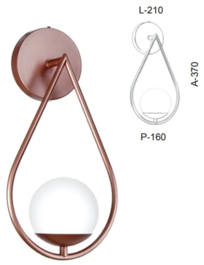 Arandela Gota Globo 21X16X37Cm Metal E Globo Ø12Cm 01Xg9 |Old Artisan... (GRAFITE / COBRE FOSCO, CLEAR (TRANSPARENTE))