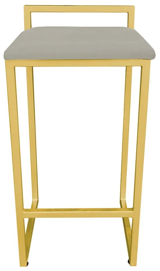 Banqueta Alta Industrial Pietra Suede Marrom Rato Base Dourado D'Rossi