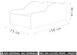 Mini Cama Infantil 148x68cm Personagens Carro Azul Z53      - Mpozenat