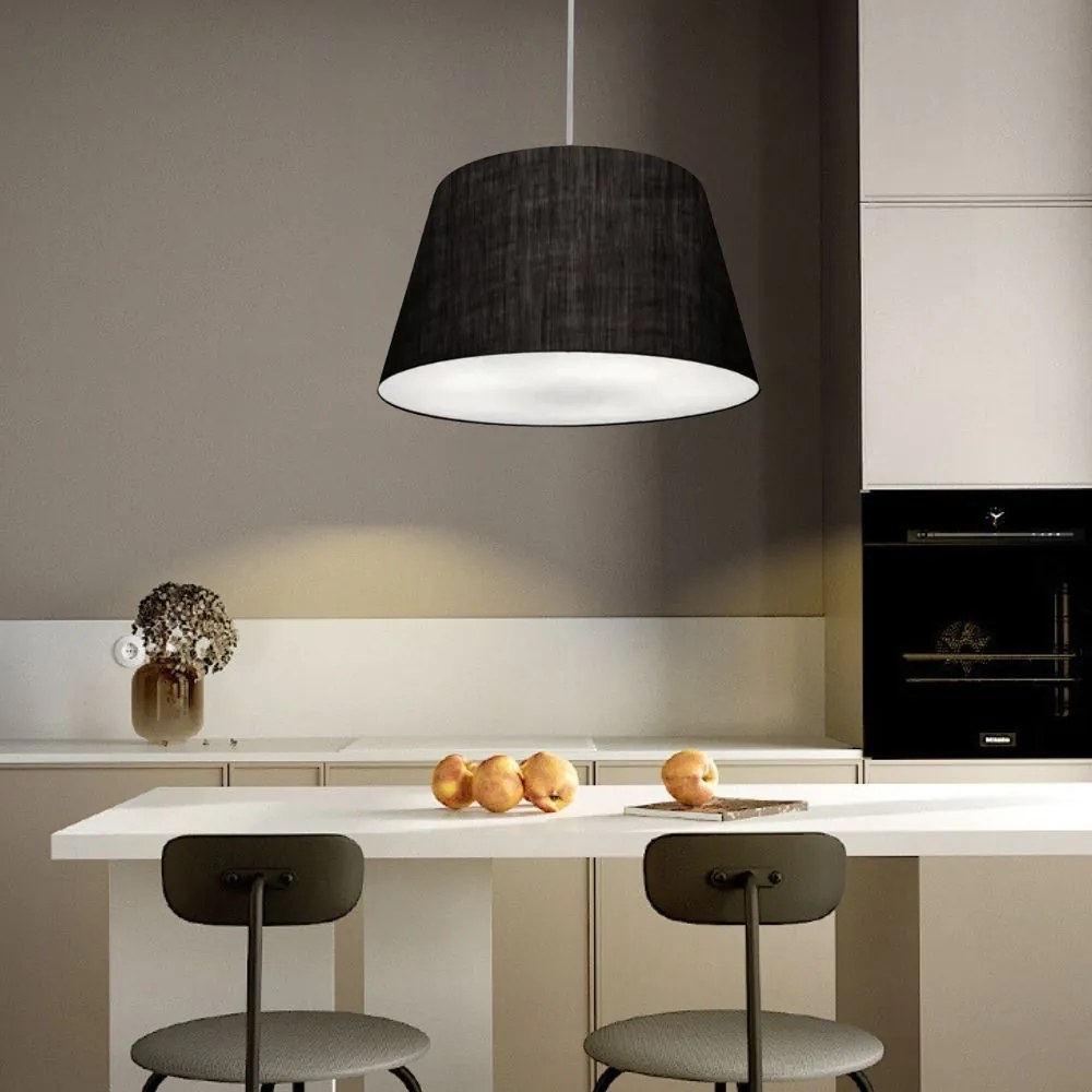 Lustre Pendente Cone Md-4021 Cúpula em Tecido 21/40x30cm Preto - Bivolt