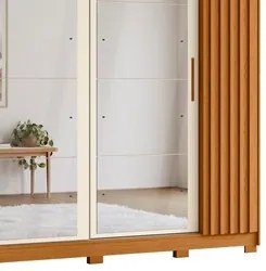 Guarda Roupa Casal 4 Portas 8 Espelhos Jacarandá Flex Cinamomo/Off Whi