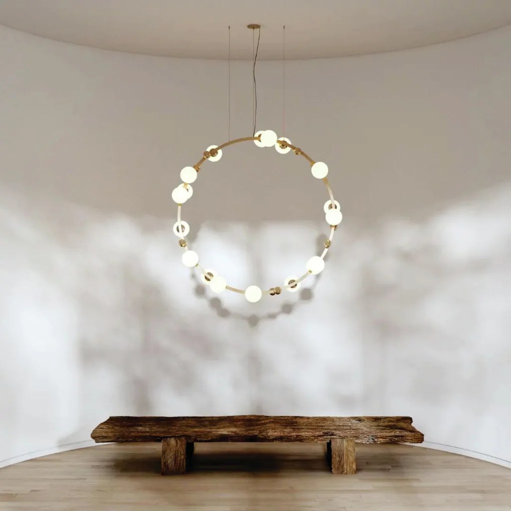 Pendente Aliança Vertical Ø100X24Cm 25Xg9 Globo 10Cm - Usina 90005/25 (FN-F - Fendi Fosco, Branco (Fosco))