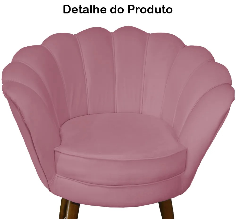 Kit 2 Poltronas Decorativas Pétala Pés Palito Suede Rosa - Sheep Estofados
