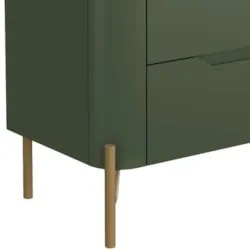 Mesa Cabeceira Quarto 68cm 2 Gavetas Becca Musgo/Dourado I06 - Mpozena
