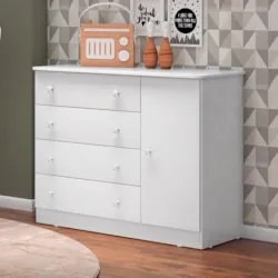 Berço Americano Mini Cama Com Colchão e Cômoda Doce Sonho Branco - Qmo