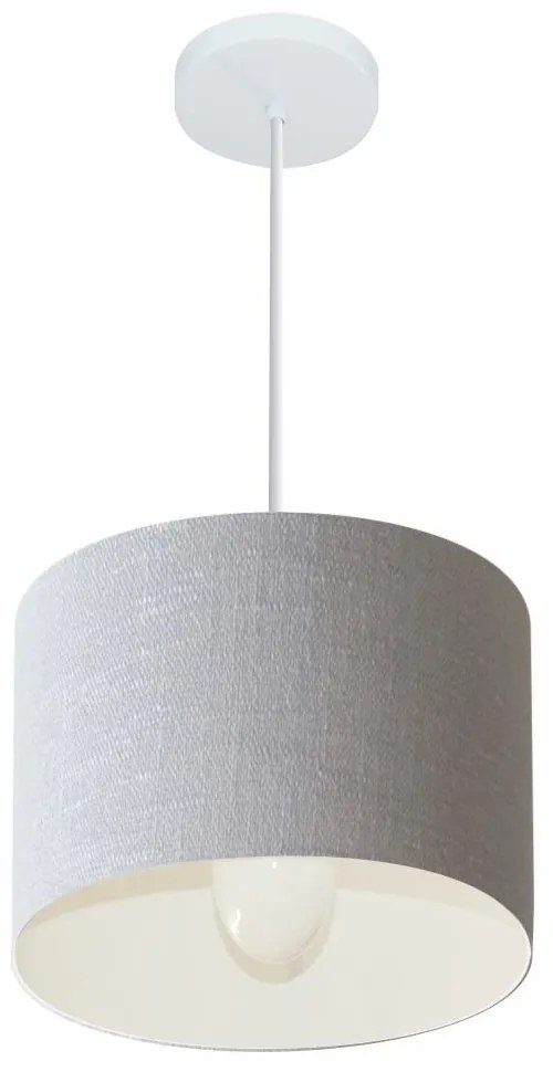 Lustre Pendente Cilíndrico Md-4054 Cúpula em Tecido 30x21cm Rustico Cinza - Bivolt
