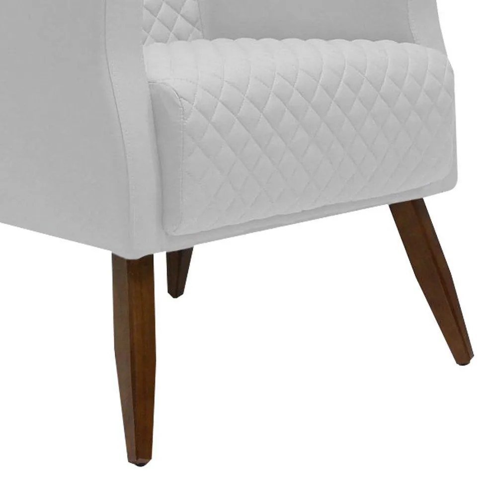 Kit 2 Poltronas Decorativa Nagoya Pés Madeira PU Sintético Branco G15 - Gran Belo