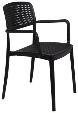 Cadeira Tramontina Serena com Braços Preto Empilhável em Polipropileno com Proteção Antimicrobiana
