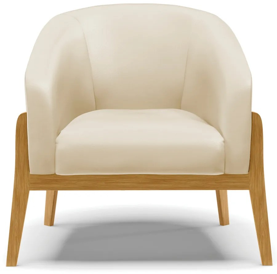Poltrona Decorativa Base de Madeira Stella Sintético D03 - D'Rossi - Bege