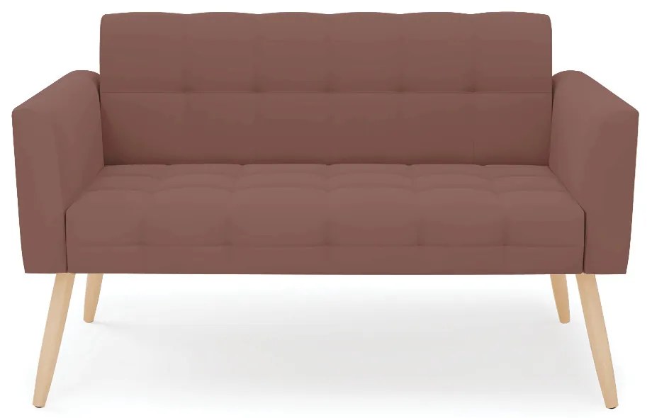 Sofá Namoradeira Elisa Veludo Pés Palito Natural D03 - D'Rossi - Rose