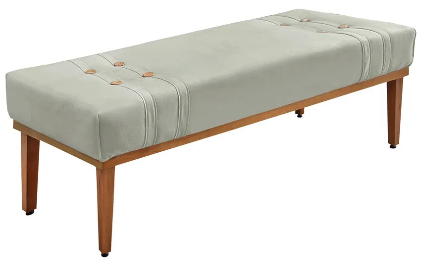Divã Recamier Banco Base Madeira para Quarto Gênova 160cm Veludo Prata S04 - D'Rossi