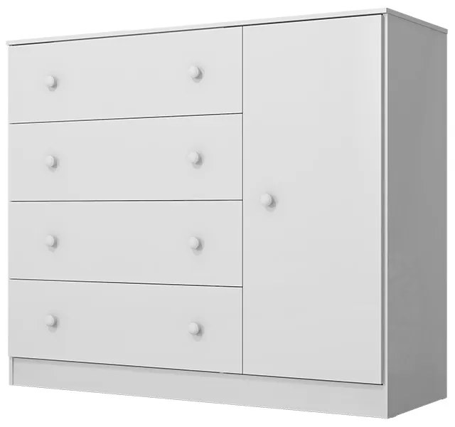 Cômoda Infantil com Sapateira Isis 1 Porta 4 Gavetas Branco - Incorplac