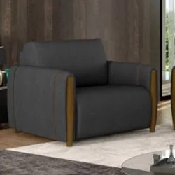 Poltrona Decorativa para Sala de Estar 98cm Amaranto Z32 PU Preto - Mp