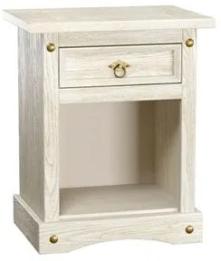 Mesa de Cabeceira em Madeira Branco Rústico 1 Gaveta Marin Brasil